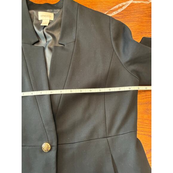Chico’s Gold Embroidery Cuff Detail Black Blazer Jacket Size Medium - Picture 8 of 8